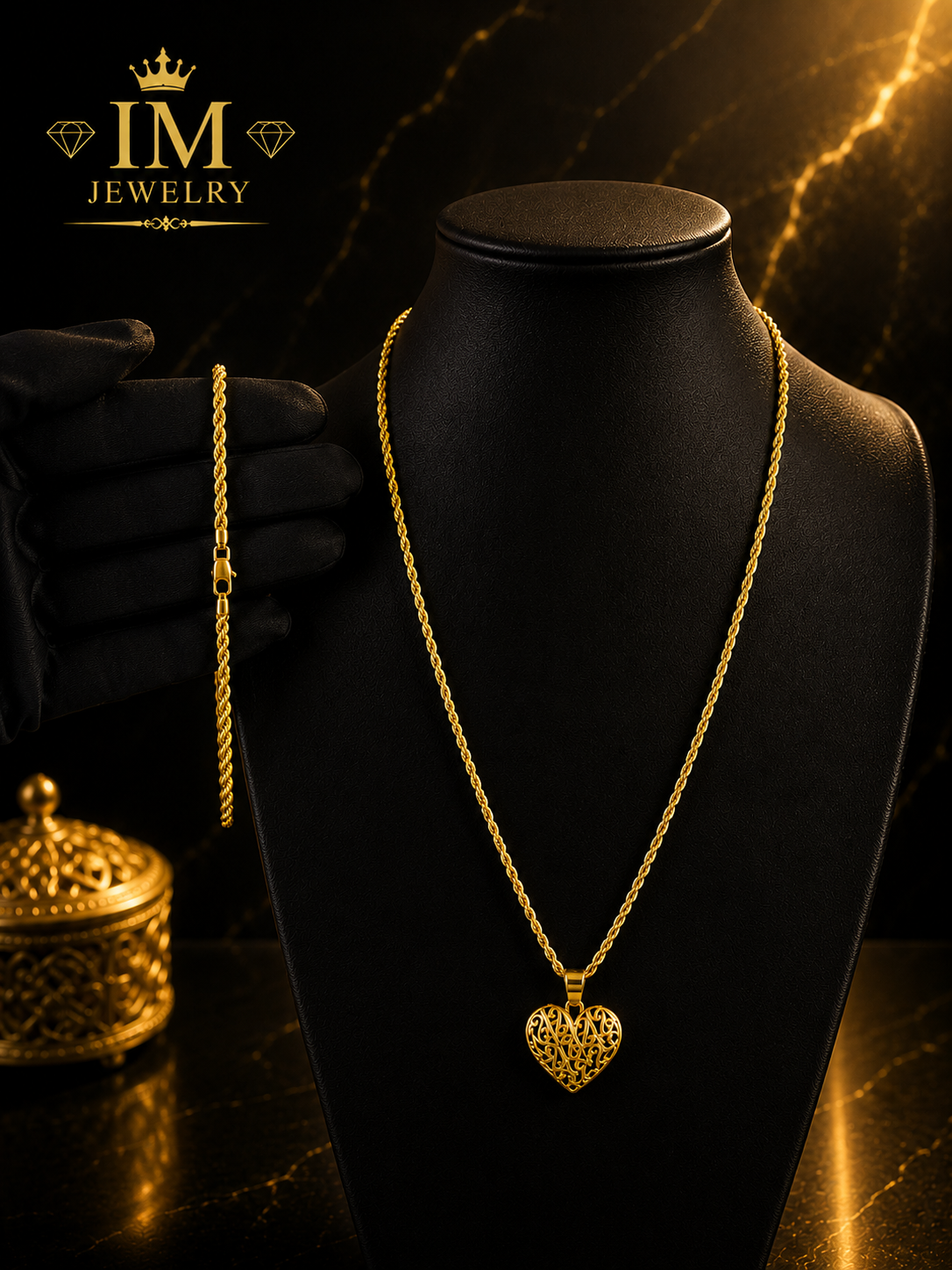 Set Cadena, Pulsera y Dije 10k