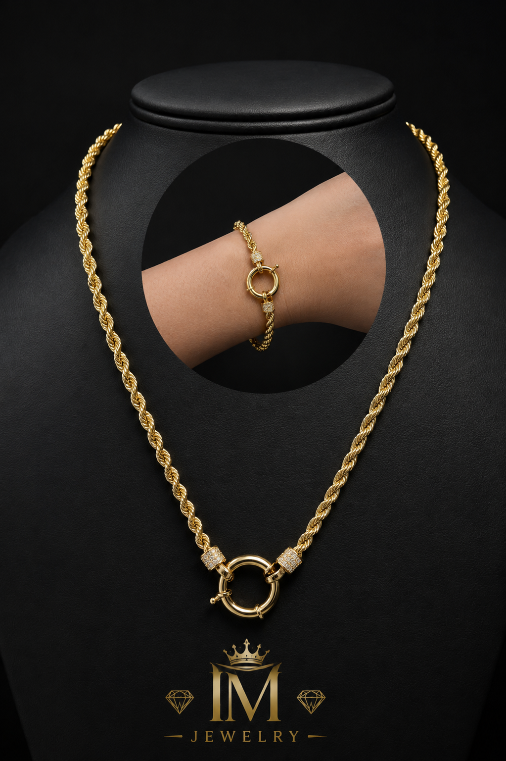 Set Cadena y Pulsera estilo torzal 14k